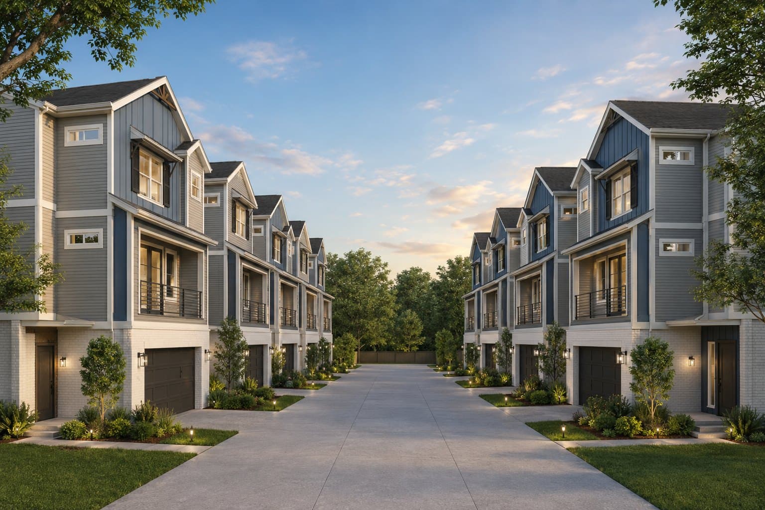 Modern townhome development by K-Tex Services in Houston, TX